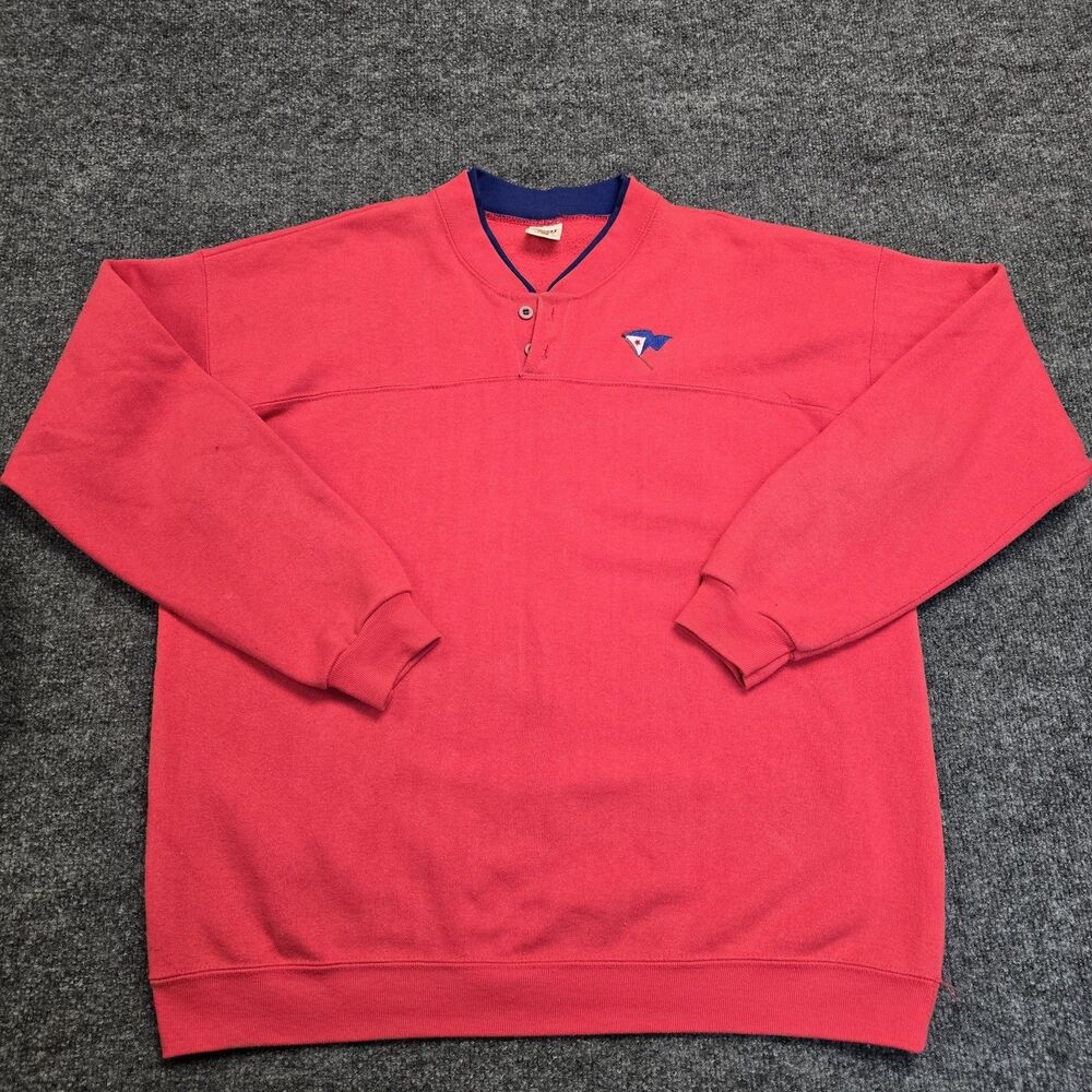 Vintage 90s Sunbelt Sportswear Embroidered Flag Logo Sweater Sz XL Made In USA